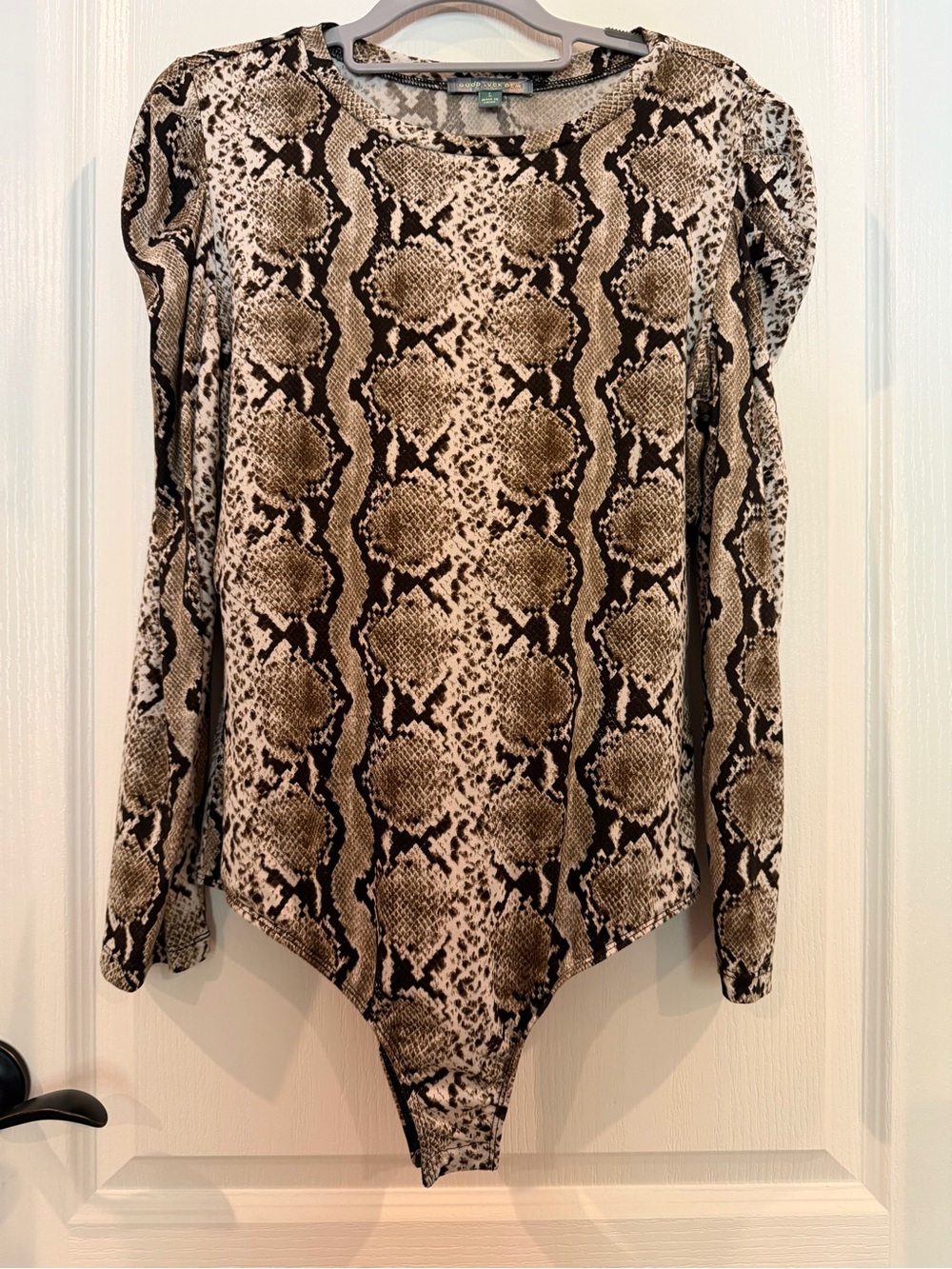 Good Luck Gem Snake-Print Long Sleeve Bodysuit - Neutral Brown